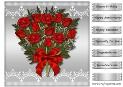 Red Roses Bouquet Card Topper