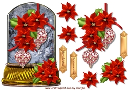 Christmas Globe Sparkling Baubles & Poinsettias