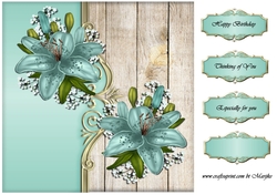 Teal Lilies Topper 2