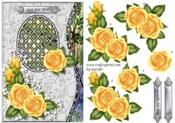 Lattice card yellow Roses