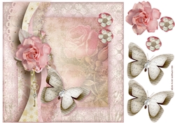 Vintage roses and Butterfly