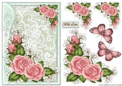 Beautiful Roses In lace Frame Quick card
