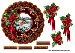 Vintage Christmas Church Round Topper 1