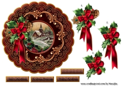 Vintage Christmas Church Round Topper 3