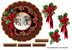 Vintage Christmas Church Round Topper 4