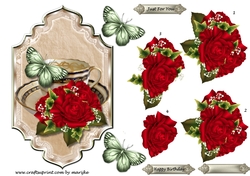 Shield red roses step by step