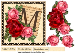 Vintage roses and the letter M