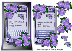 Smartphone in Holder & Purple Roses