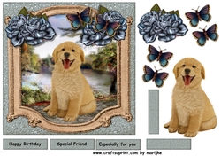 Cute Puppy 2  in Vintage Frame
