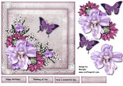 Pretty Flowers& Butterfly quick card