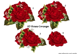 3D Roses Red Corsage