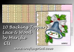 10 Backing papers Lace & Wood Kit +  Bonus Christmas Card
