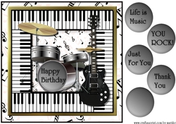 Male card Music, Guitar & Drum