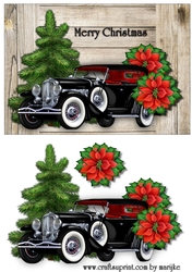Male Card Vintage Car & Poinsettia