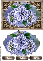 Christmas Shield Blue Poinsettias