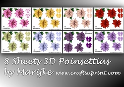 Christmas Poinsettias 3D 8 sheets
