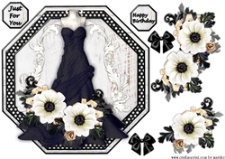 Stunning Vintage Dress & Chanel Roses Octagon Card
