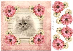 Cute Kitten card Topper Vintage Kitten
