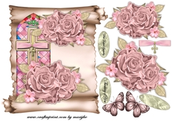 Scroll Sympathy Cross & Roses