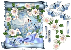 Scroll, Swans ,Butterflies & Flowers