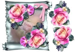Scroll & Pink Roses