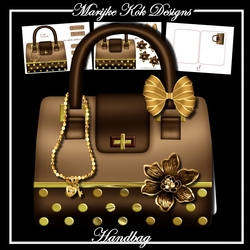 Handbag card In Brown & Gold
