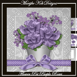 Flowerpot with Purple Roses Mini Kit