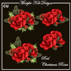 CU Red Christmas Roses