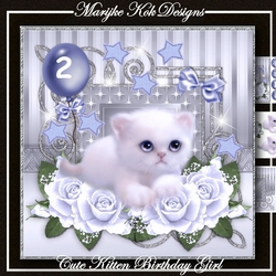 Cute Kitten Birthday Little Girl