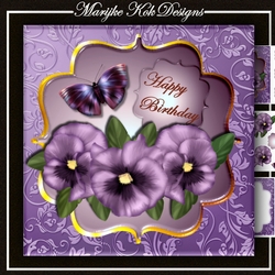 Scallop Topper Pansies & Butterflies