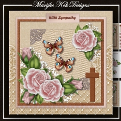 Sympathy pink roses & butterflies