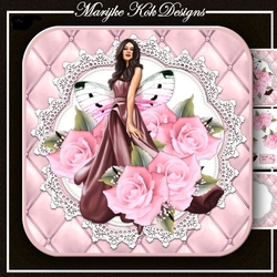 Beautiful lady & Pink Roses Mini Kit