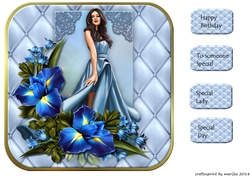 Beautiful lady and Spring Flowers Topper
