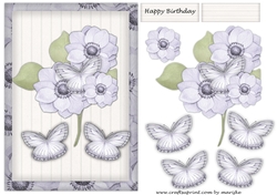 Beautiful Anemones & Butterflies Quick Card