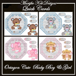 Octagon baby Boy & Girl 4 Quick Cards