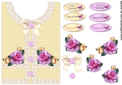 Classic Sweater  A5 card pink roses