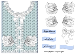 Classic Sweater A5 card white roses