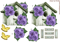 Birdhouse & Lavender Flowers New Home