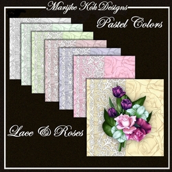 Lace & Roses backing papers pastel colors