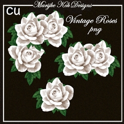 CU Vintage White Roses