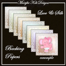 Silk & Lace Backing Papers 8 Pastel Colors