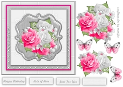 Pink & White Roses Quick Card