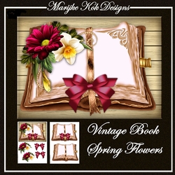 Vintage Book & Spring Flowers  Mini Kit