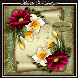 Vintage Scroll & Spring Flowers