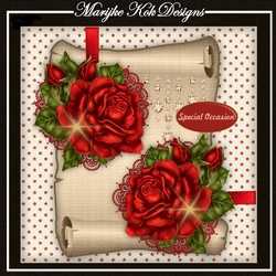 Vintage Scroll & Sparkling Roses