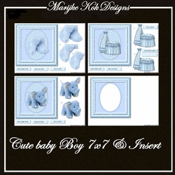 Kit 3  cute new baby boy cards & insert  7x7