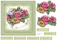 Vintage Flowers Envelop Green