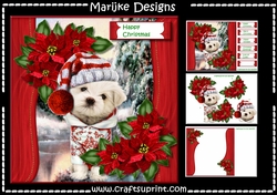 Christmas Puppy Red Borders