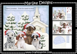 Christmas Puppies With Santa Hat