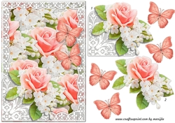 Beautiful Roses & Lace A5 Card